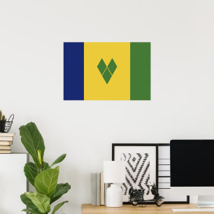 Poster Santo Vincent e bandeira das Granadinas