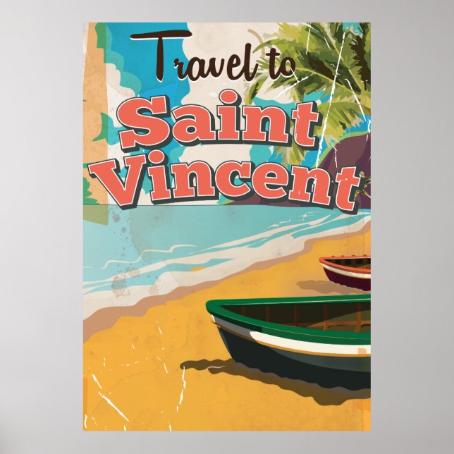 Póster Santo Vincent viagens vintage. (Frente)