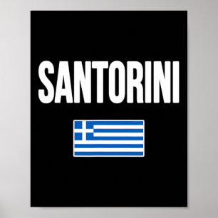 Poster Santorini Grécia Bandeira Grega Lembrança Férias