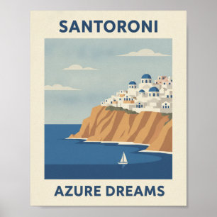Poster Santorini Grécia Cartaz de Viagem Vintage - Sonho