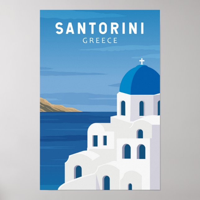 Poster Santorini Grécia Retro Vintage  (Frente)