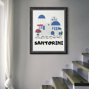 Poster Santorini Grécia Vintage