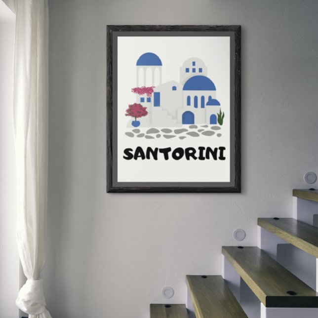 Poster Santorini Grécia Vintage (Santorini Greece Vintage Travel Poster)