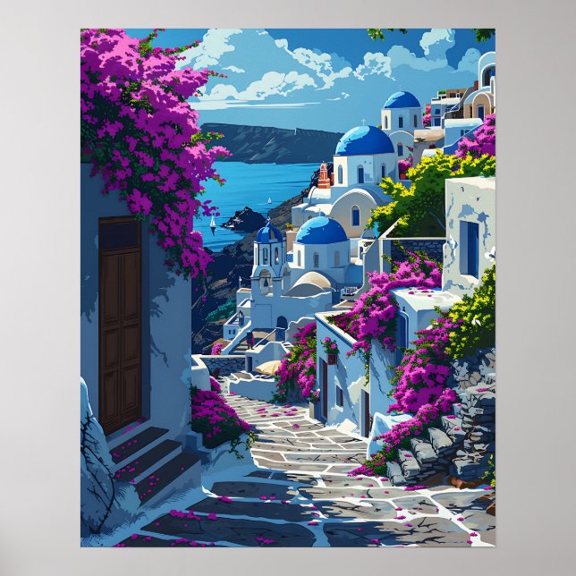Poster Santorini na Grécia (Frente)