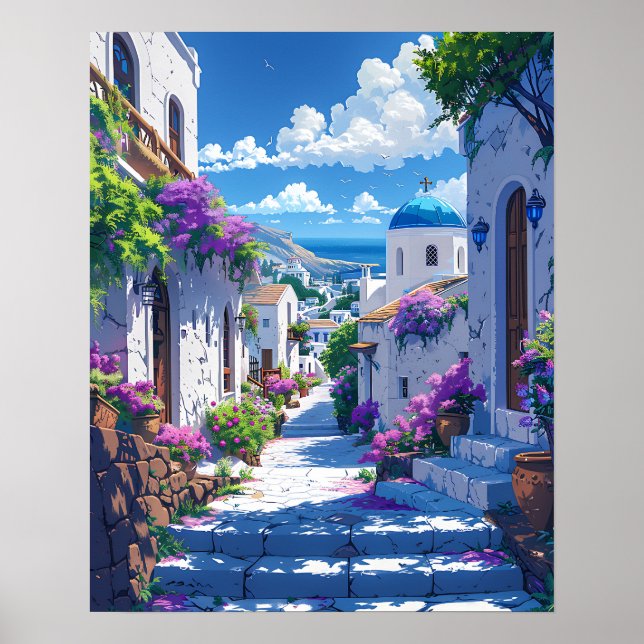 Poster Santorini na Grécia (Frente)