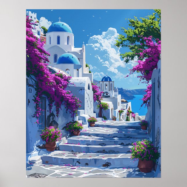 Poster Santorini na Grécia (Frente)