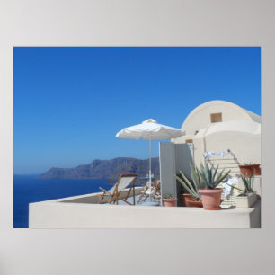Póster Santorini, piscina