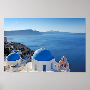 Póster Santorini, piscina
