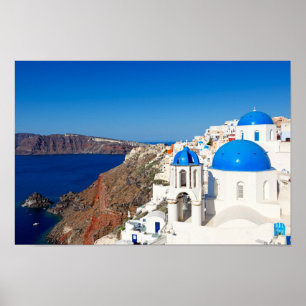 Póster Santorini, piscina