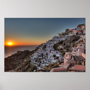 Póster Santorini, piscina