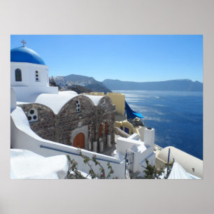 Póster Santorini, piscina