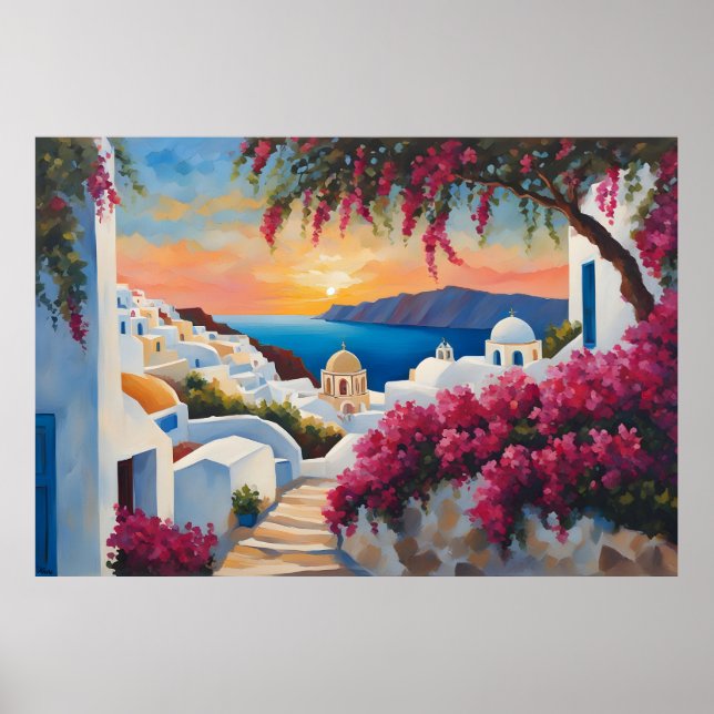 Poster Santorini Sunset Bliss (Frente)