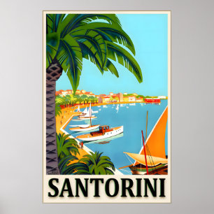 Poster Santorini Thera Egeu Mar Mediterrâneo Viagem