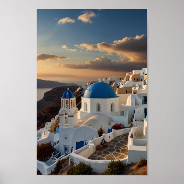 Poster Santorini - Viagens Antigas (Frente)