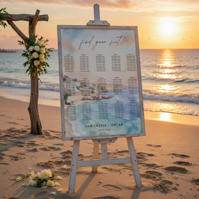 Poster Santorini Wedding Seating Chart  (Criador carregado)