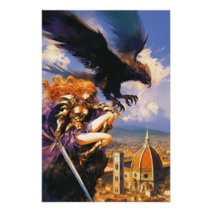 Póster Santuário do Cavaleiro Griffin Fantasy Florence