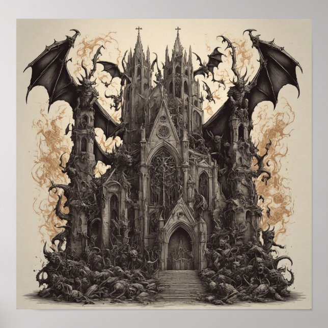 Poster Santuário Escuro: Libere Sua Alma Metálica com Gót (Frente)