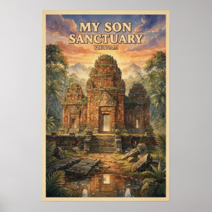 Poster Santuário My Son Vietnam Viagem Vintage
