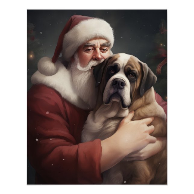 Póster São Bernardo com Papai Noel Natal Festivo (Frente)