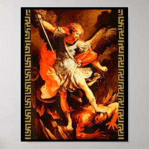 Poster São Miguel Derrotando Satanás Arcanjo Guerreiro