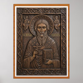 Poster São Nicolau, cartas ortodoxas de madeira nova virg