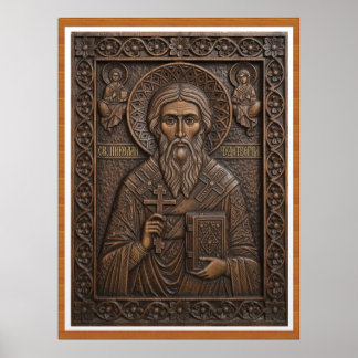 Poster São Nicolau, cartas ortodoxas de madeira nova virg