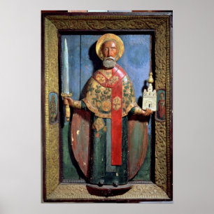 Póster São Nicolau de Mozhaisk, escola de Yaroslavl