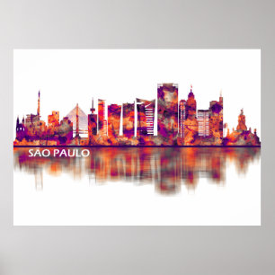 Poster São Paulo Brasil Skyline