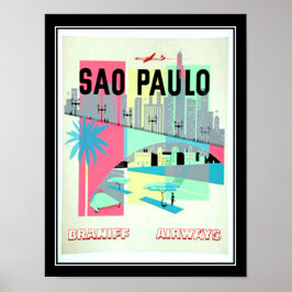 Póster São Paulo Brasil Viagem Cartaz Vintage
