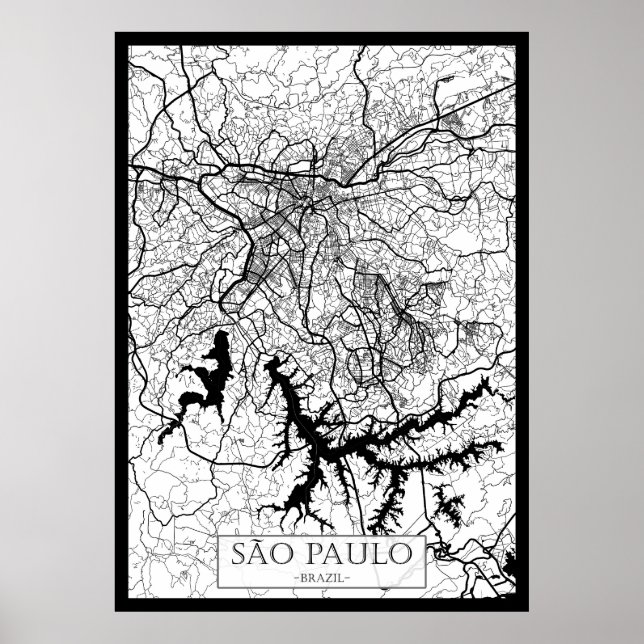 Poster São Paulo Brazil Map (Frente)