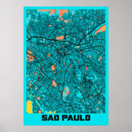 Poster São Paulo - Mapa da Cidade de Gloria do Brasil