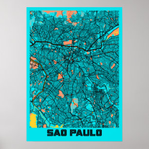 Poster São Paulo - Mapa da Cidade de Gloria do Brasil