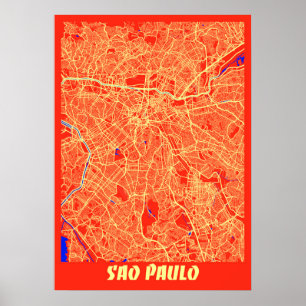 Poster São Paulo - Mapa da Cidade Retroativa do Brasil