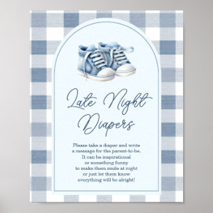 Poster Sapatos Azuis de Bebê Botinhas Xadrez Fraldas Notu
