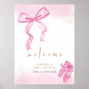 Poster Sapatos de Bailarina Rosa Fofos Arco Bem-vindo Chá