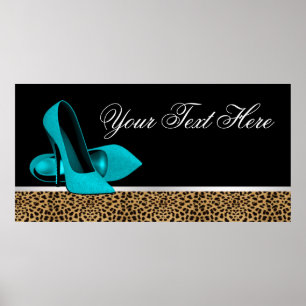 Poster Sapatos de salto alto azul turquesa Bandeira de fe