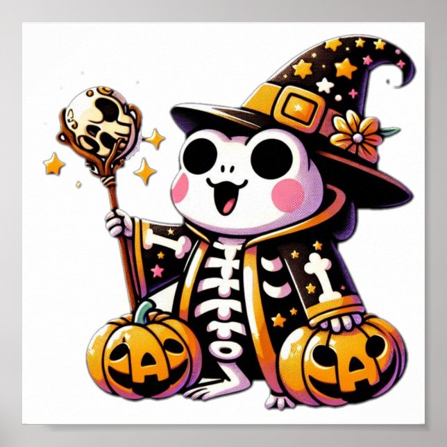 Poster Sapo Bonito e Louco, Skeleton Halloween (Frente)