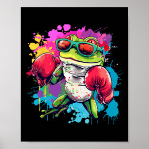 Poster Sapo Boxeador Com Luvas de Boxe Kickboxing Boxe Di