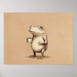 Poster Sapo com Café – Animal Vintage Caprichoso