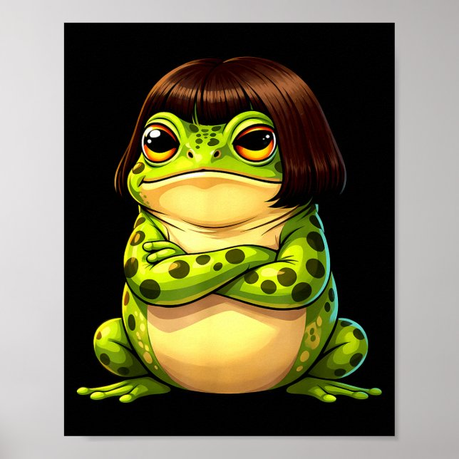 Poster Sapo com corte de cabelo bob meme de sapo engraçad (Frente)