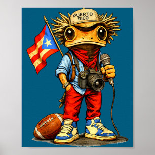 Poster Sapo coqui bandeira de porto rico futebol porto-ri