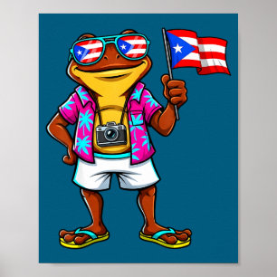 Poster Sapo coqui engraçado bandeira de porto rico boricu