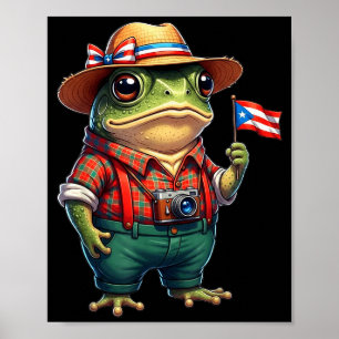 Poster Sapo Coqui Engraçado Bandeira de Porto Rico Taino