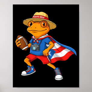 Poster Sapo coqui legal bandeira de porto rico futebol en