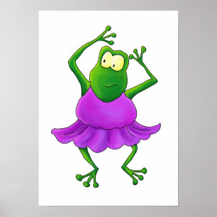 Póster Sapo da bailarina com tutu roxo