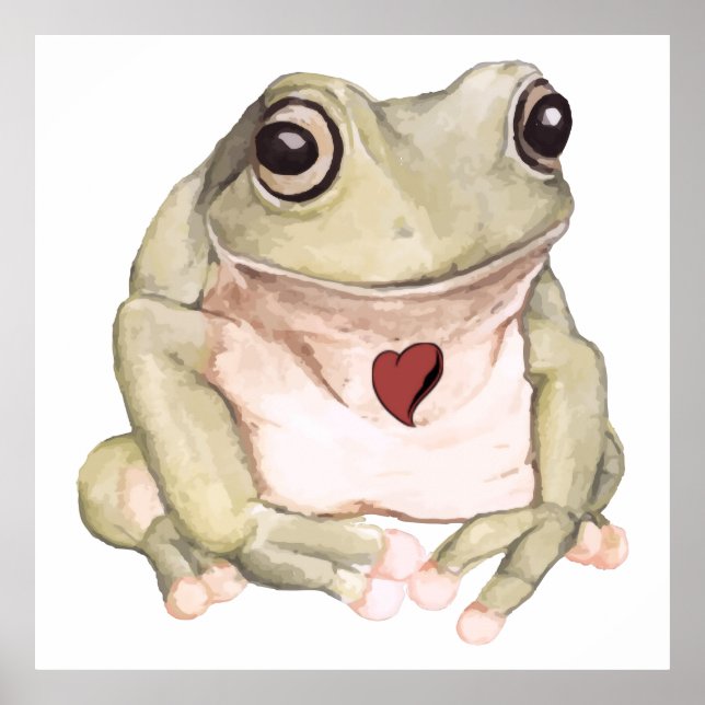Poster sapo de árvore verde desenhada à mão (Frente)
