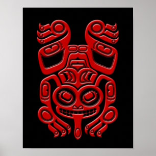 Poster Sapo de árvore vermelho do espírito do Haida no