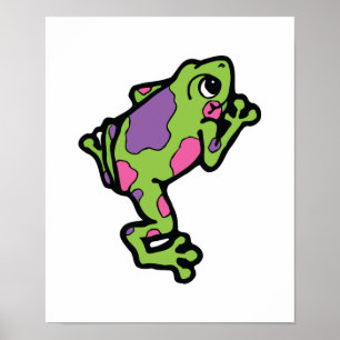 Póster sapo de árvores pintas rosa e púrpura