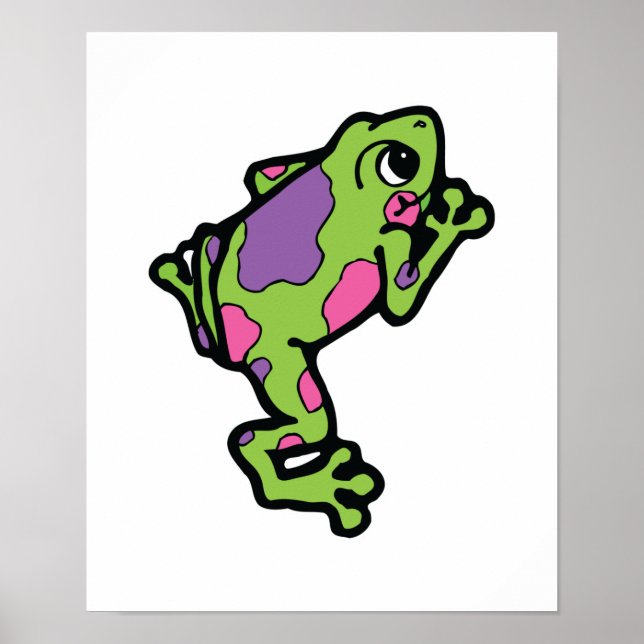 Póster sapo de árvores pintas rosa e púrpura (Frente)