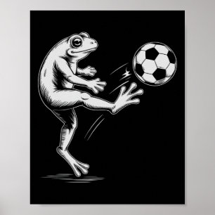 Poster Sapo de futebol fofo jogar jogo gol crianças mãe